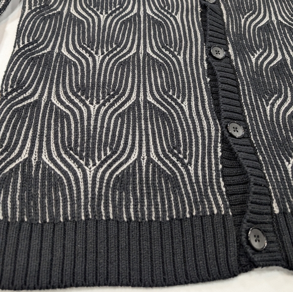 INC International Concepts monochrome wave cotton blend cardigan. Large - Picture 9 of 16